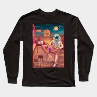 Astronaut Eating Noodles on Mars - Funny Astronaut in Space Long Sleeve T-Shirt